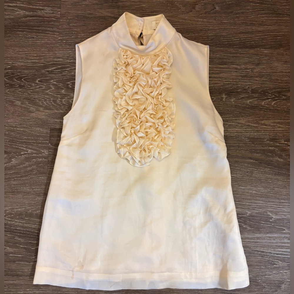 Kate Spade 100% Silk Cream Ruffled Blouse
